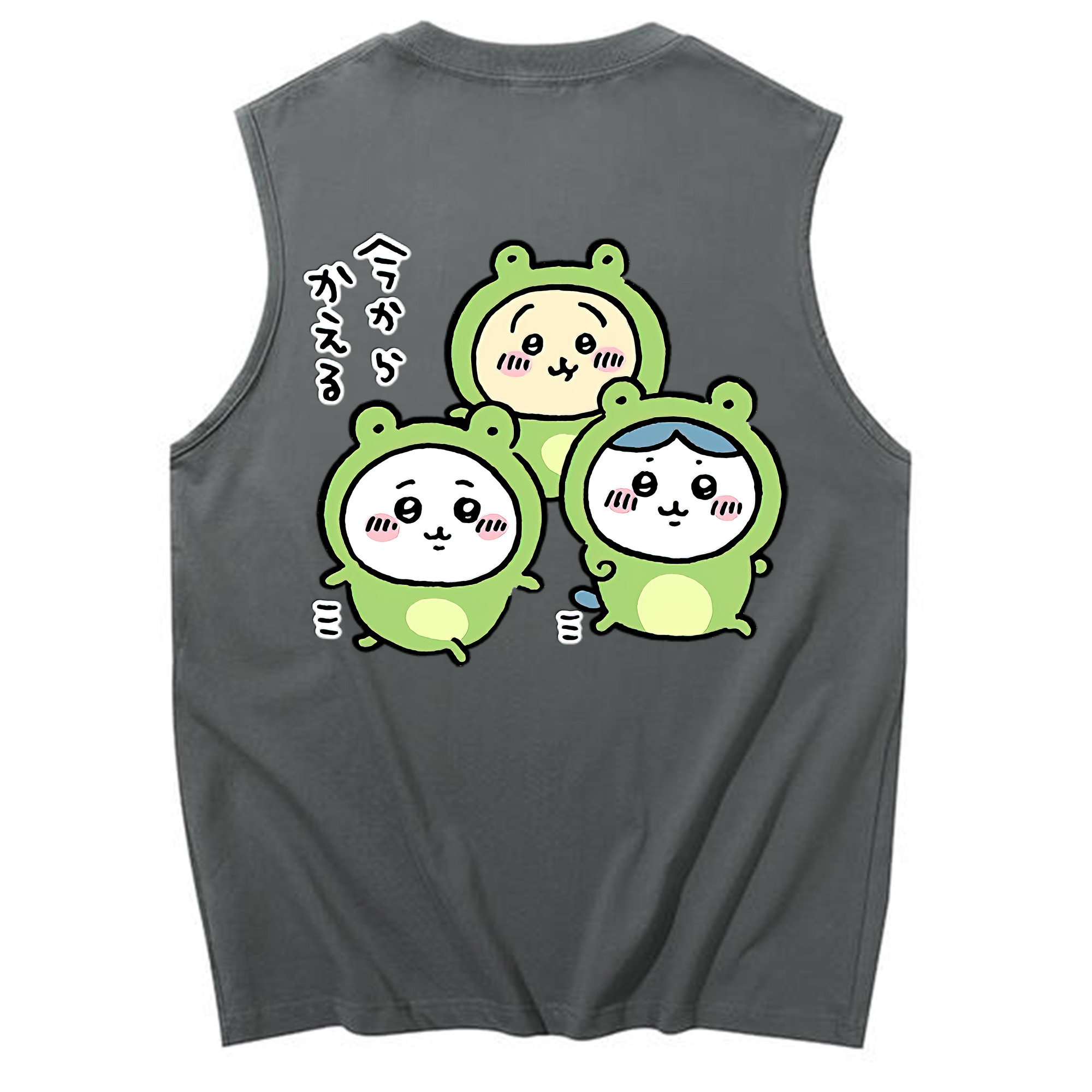 （画像用） ちいかわ ハチワレ Chii-kawa hachiware コットン100％タンクトップ（背面プリント）